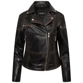 Women's Washed Tall Clara Leather Biker Jacket - Barneys Originals