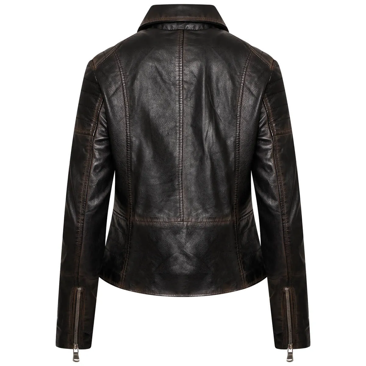 Women's Washed Tall Clara Leather Biker Jacket - Barneys Originals