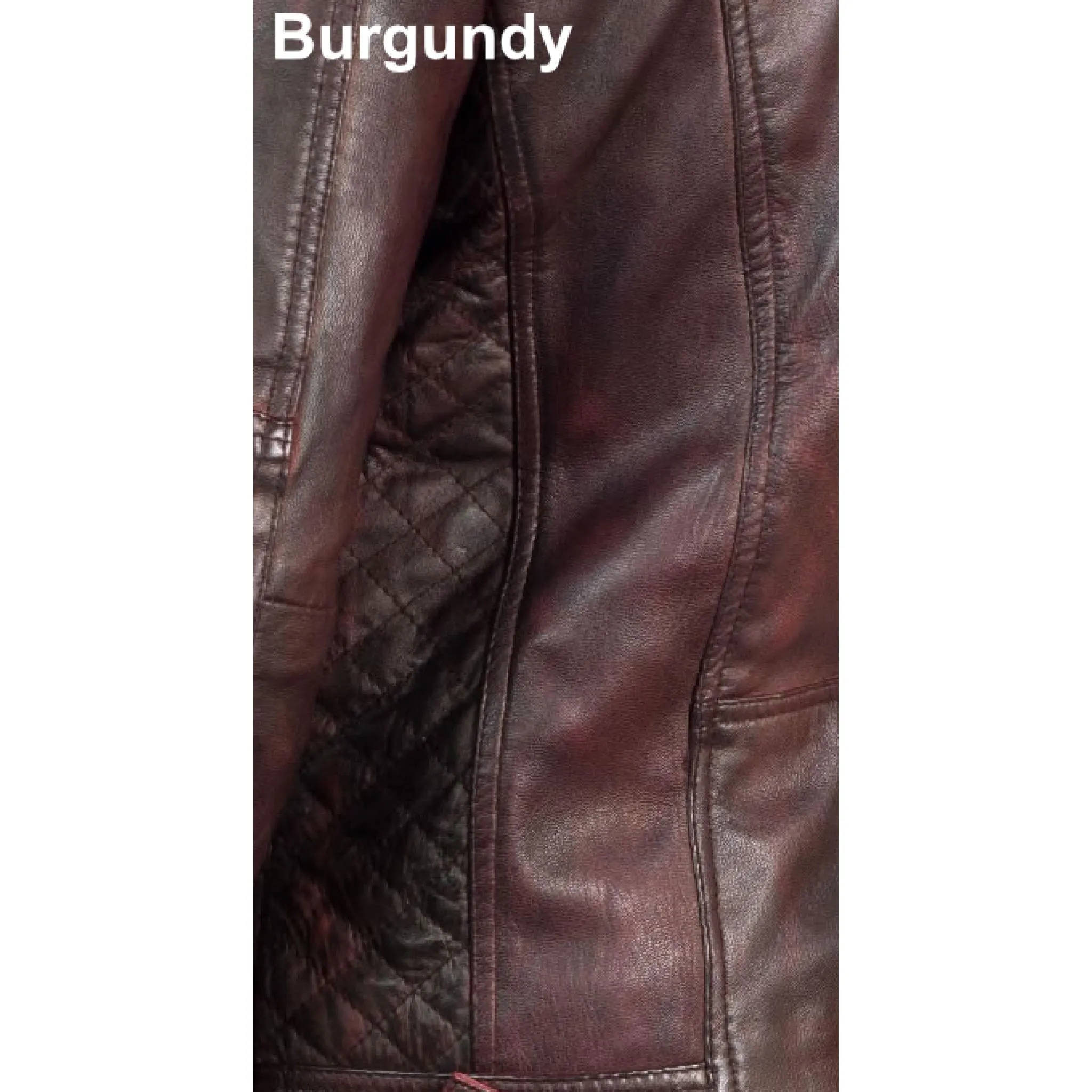 Womens Leather Biker Jacket - Bonnaire - Burgundy | Free UK Delivery