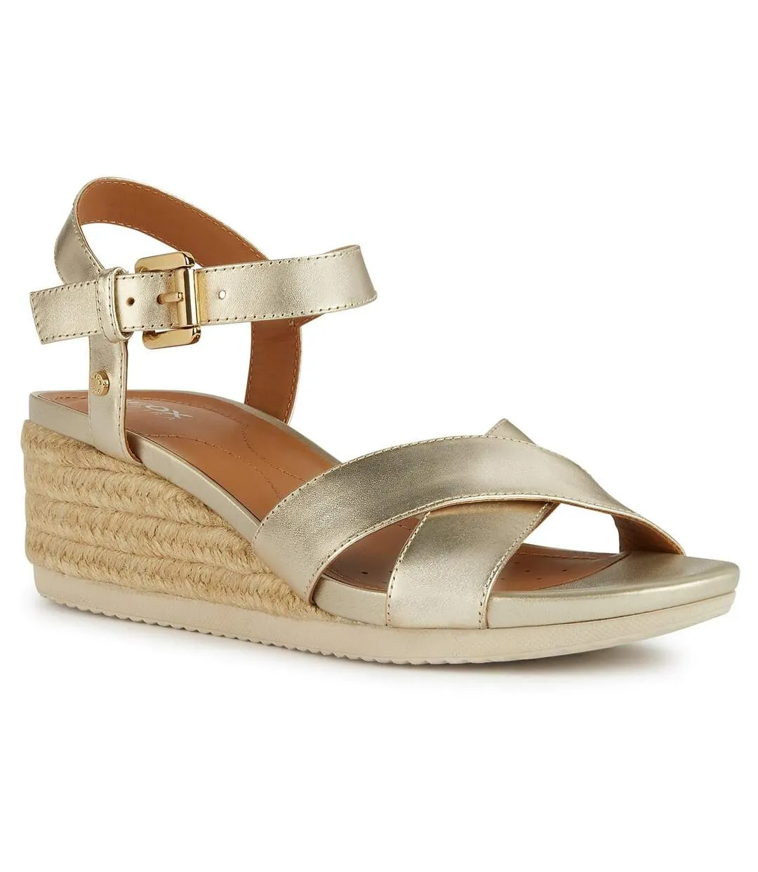 Womens/ladies ischia corda suede sandals light gold Geox