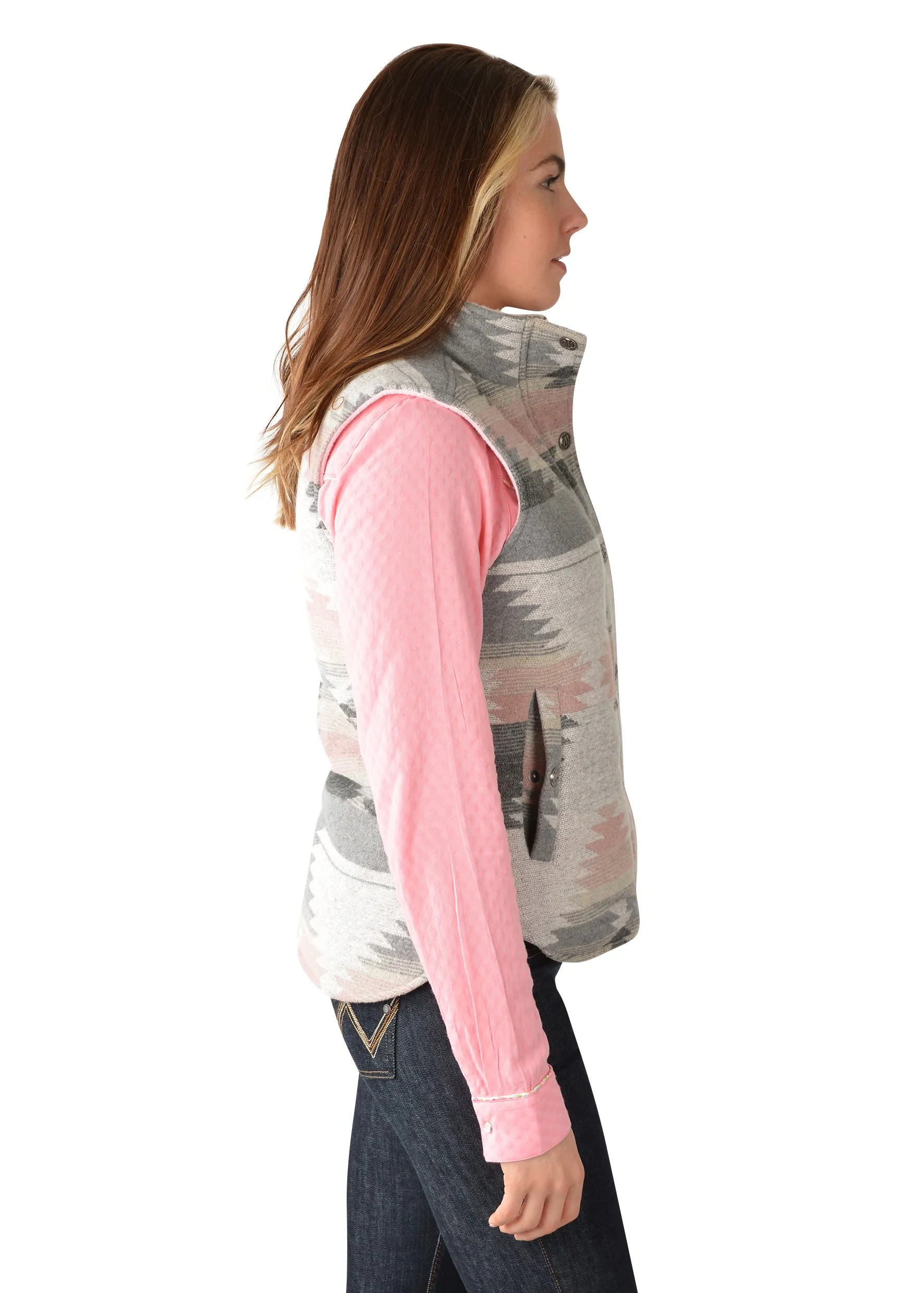 Wrangler Ladies Harlene Vest - Grey/Pink - X3W2694968