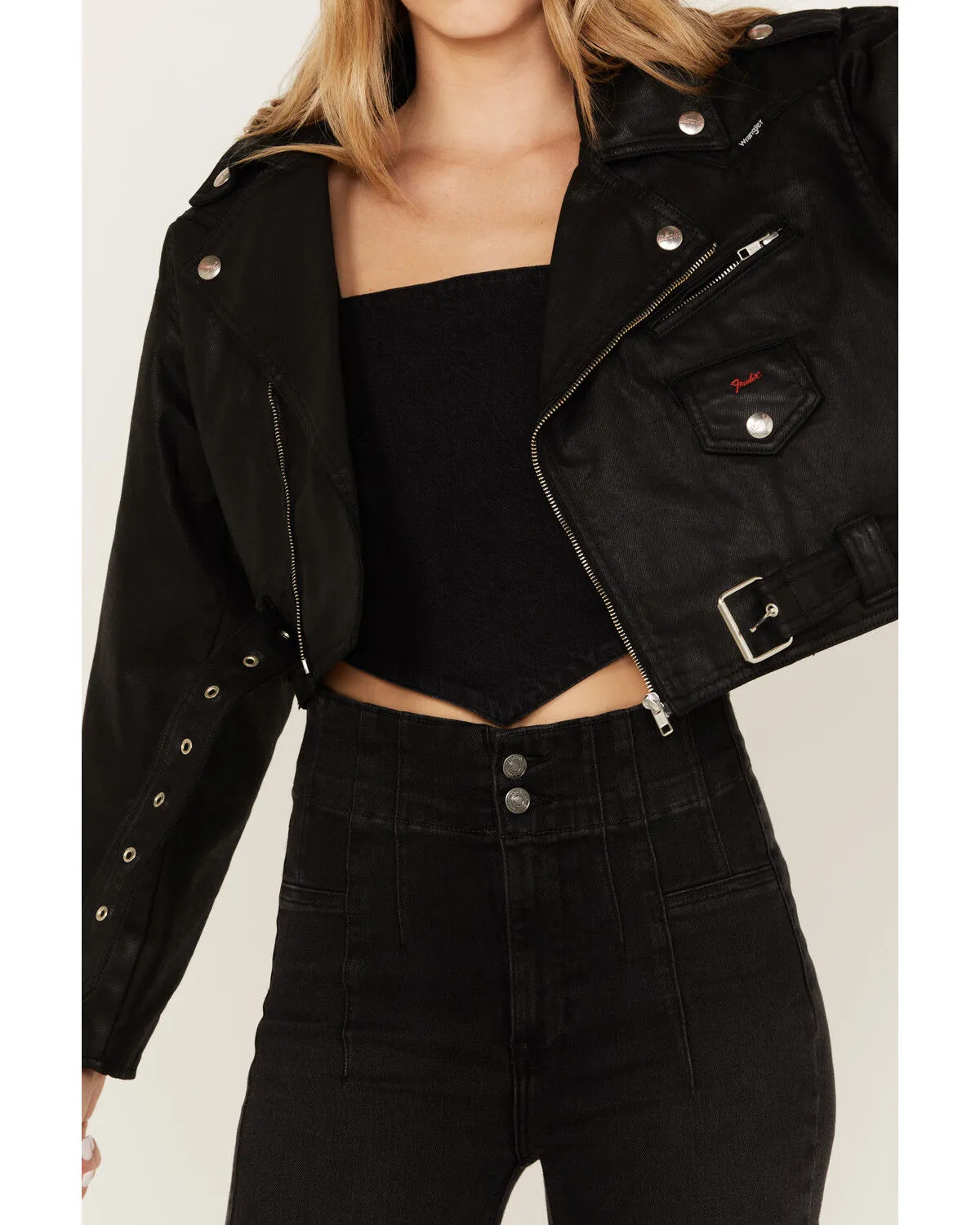 Wrangler X Fender Women's Cropped Moto Jacket