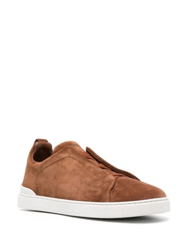 Zegna Triple Stitch Suede Sneakers Brown | Luxury and style at your fingertips