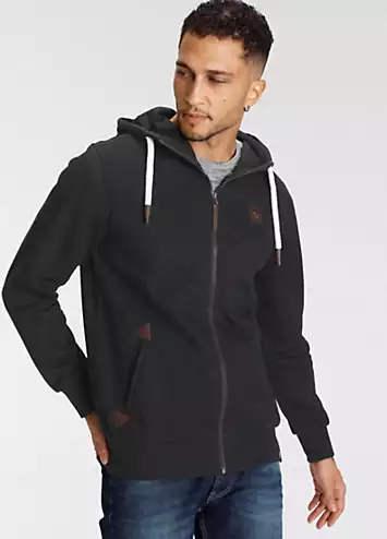 Zip Through Colour Contrast Drawstring Hoodie by AJC | Look Again