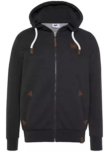 Zip Through Colour Contrast Drawstring Hoodie by AJC | Look Again