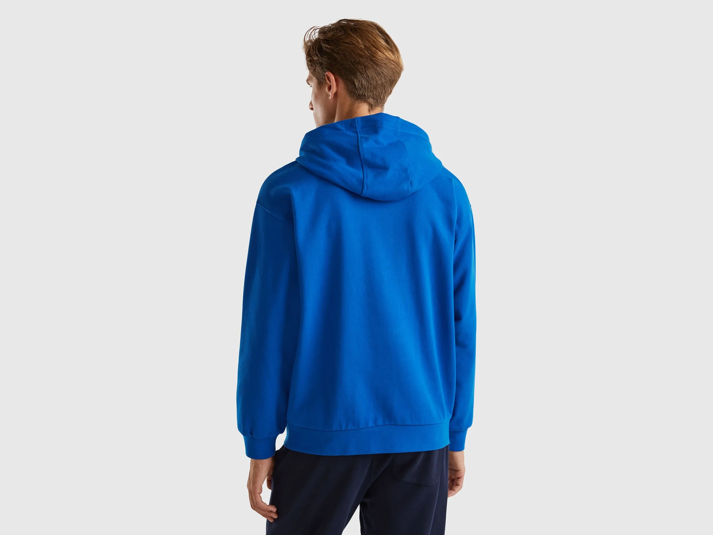 Zip-up hoodie in cotton - Bright Blue | Benetton