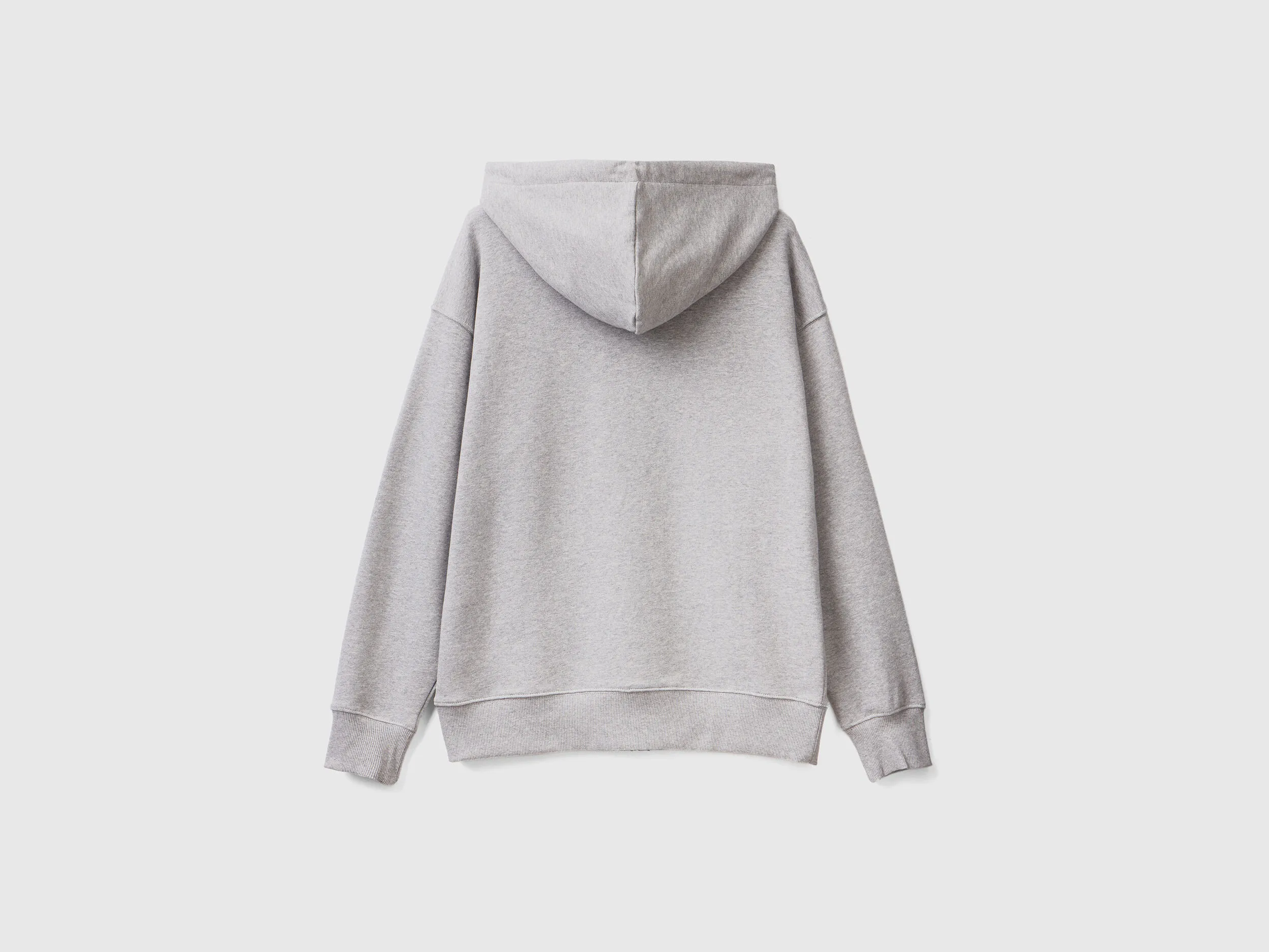 Zip-up hoodie in cotton - Light Gray | Benetton